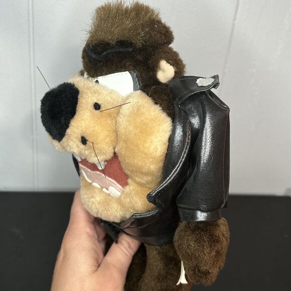 looney tunes taz tasmanian devil Stuffed Animal Plush With Leather Biker Jacket - Picture 9 of 9